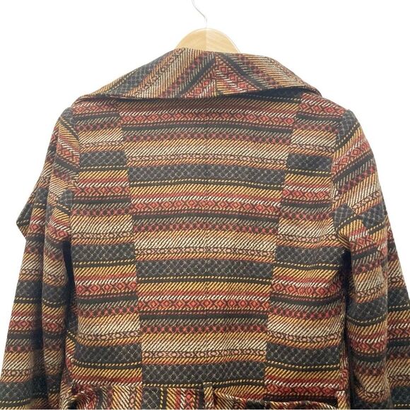 Jack by BB Dakota Aztec Twill Wool Blend Wrap Coat Black Rust Women’s Size Small - Picture 9 of 14